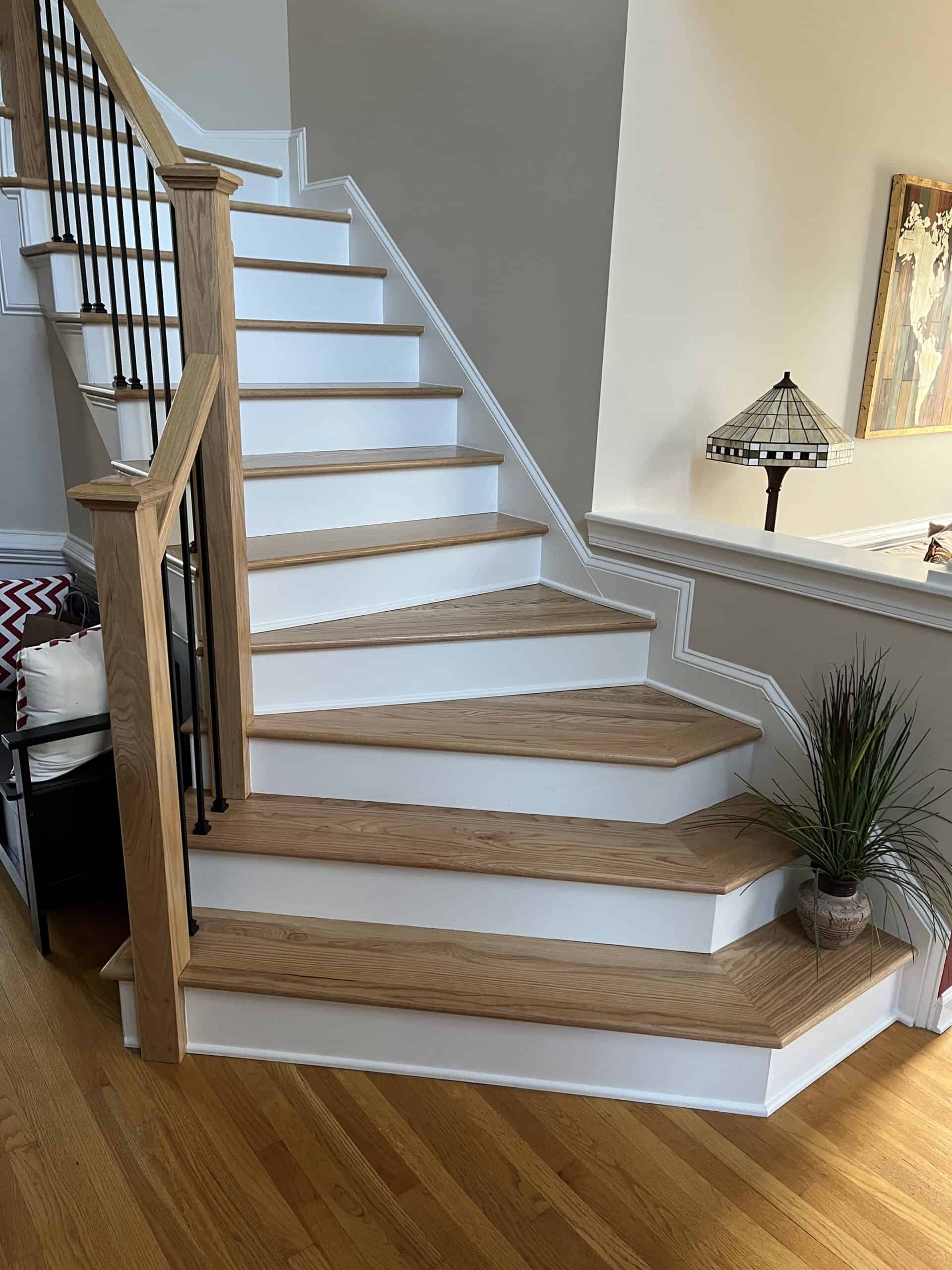 natural hardwood floors in cary nc. natural oak stair case and stair treads