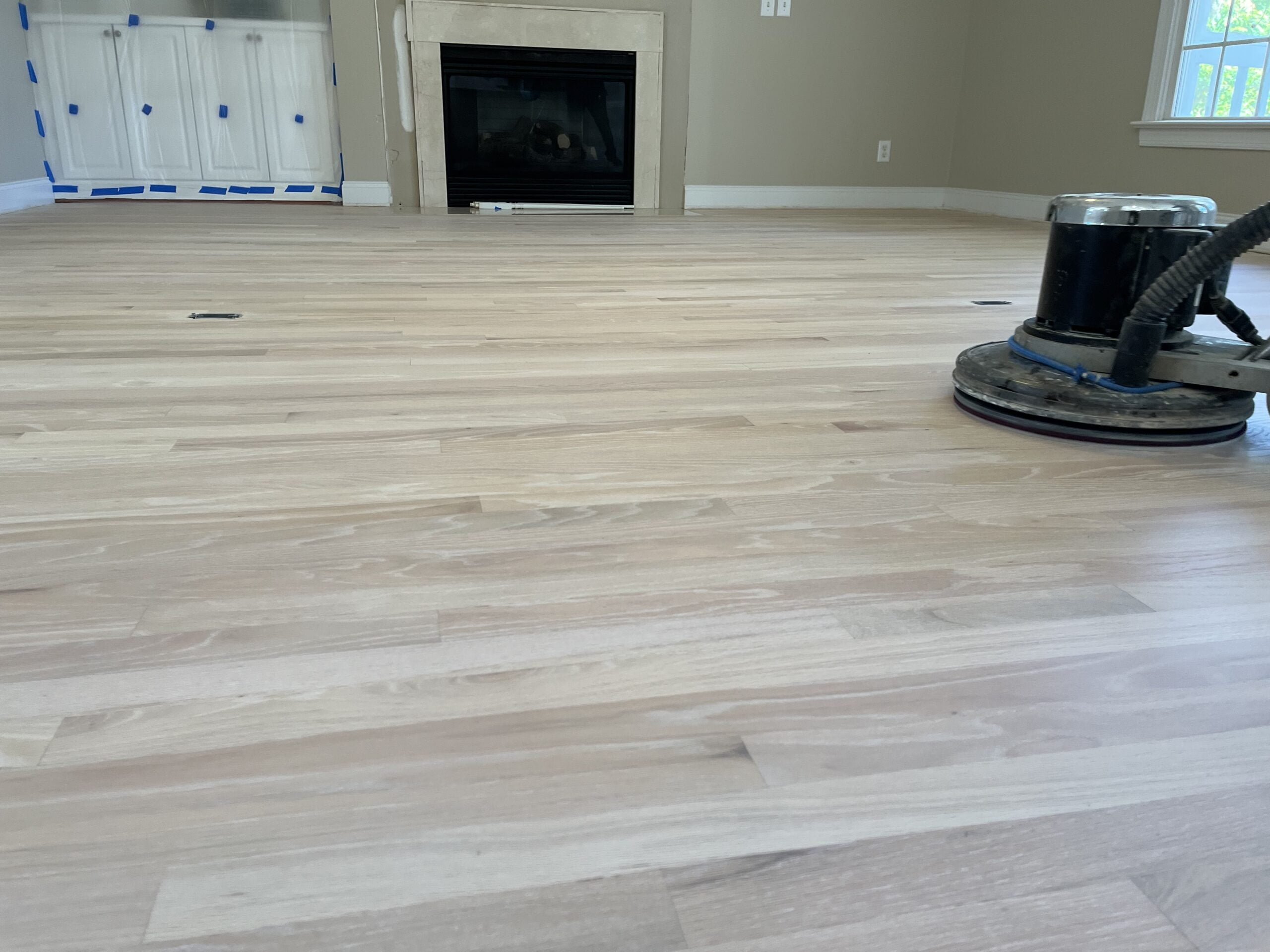 white hardwood floor refinishing by Tri Point Flooring in Apex NC